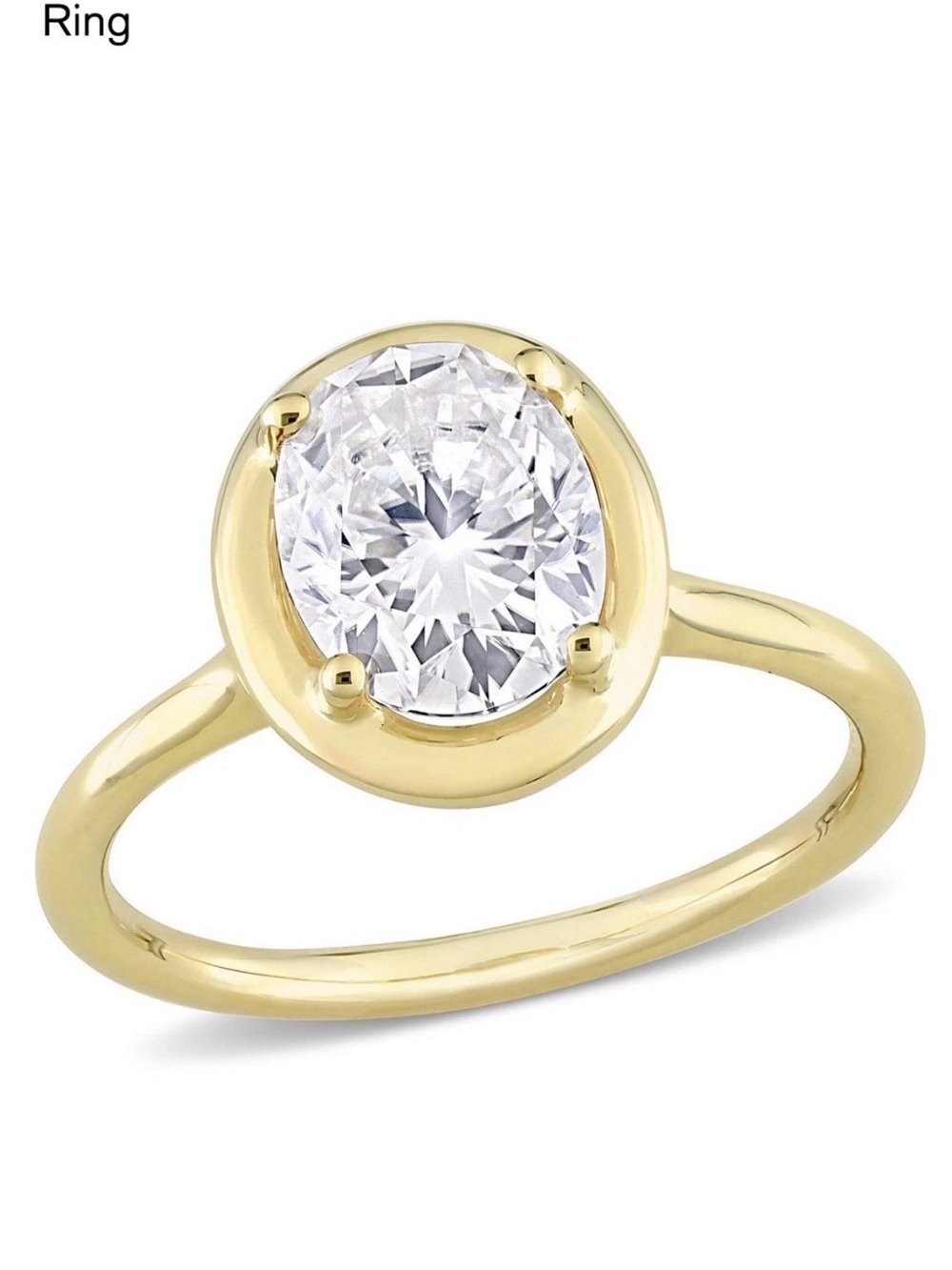 Yellow Gold Solitaire Oval CZ Ring